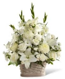 Peaceful White Basket Arrangement
