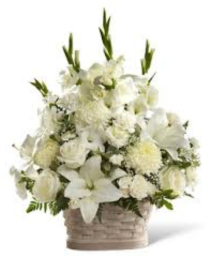 Peaceful White Basket Arrangement