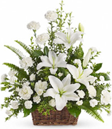 Peaceful white basket Basket arrangement
