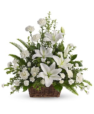 Peaceful White Lilies Basket 