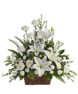Peaceful White Lilies Basket 