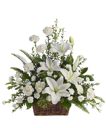 Peaceful White Lilies Basket 