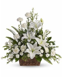 Peaceful White Lilies Basket 