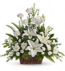Peaceful White Lilies Basket Sympathy