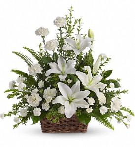 Peaceful White Lilies Basket Sympathy