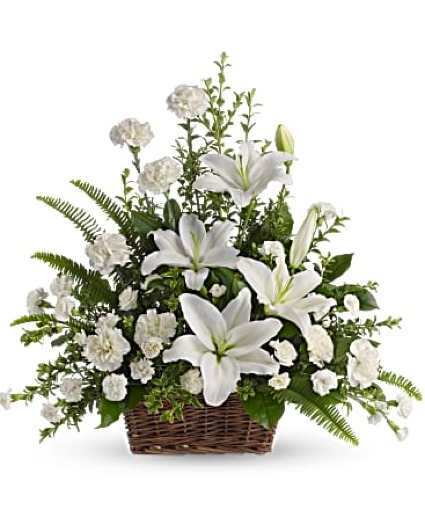 Peaceful White Lilly Basket Sympathy