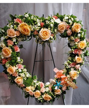 Peach Coastal Open Heart Sympathy Hanging Spray