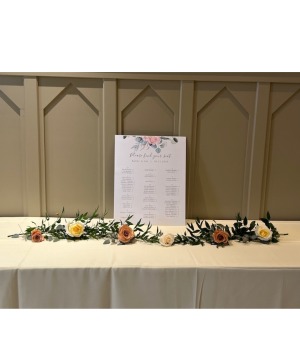Peach & Ivory Roses with Ruscus  Table Arrangement 