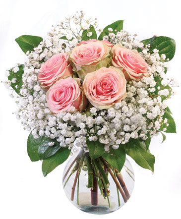 Peach Kiss Roses Floral Arrangement in Darien, CT | DARIEN FLOWERS
