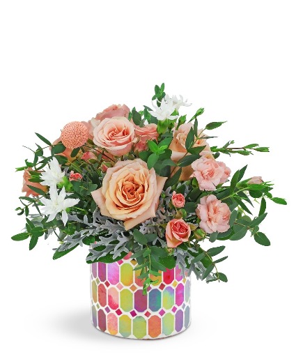 Peach Mosaic Flower Arrangement