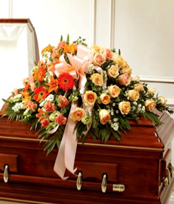 Peach, Orange & White Mixed Casket Cover 