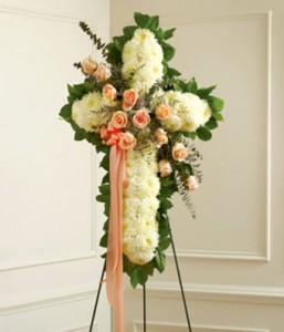 Peach, Orange & White Standing Cross With Peach Ro 
