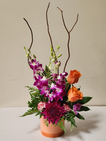 peach purple arrangement  
