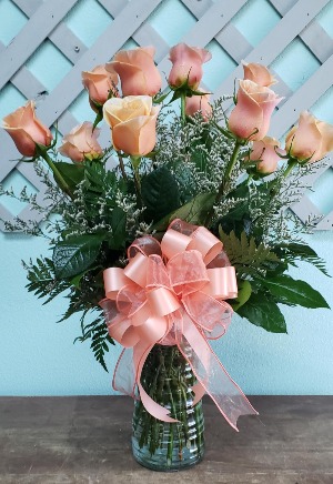Peach Rose Bouquet Premium Long Stem Roses