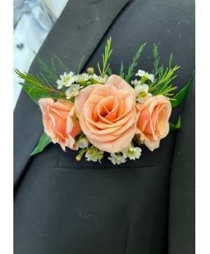 Peach Rose Pocket Square 