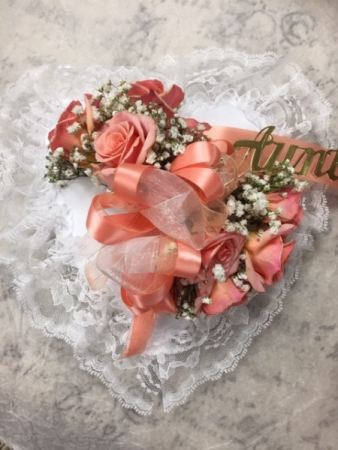 Peach Satin Heart  Satin Heart Pillow