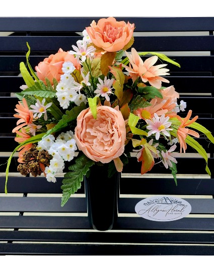 Peach Serenity Cemetary Silk Arrangement