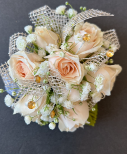 Peach & Silver Corsage 