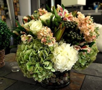 Peach and Cream Low Arrangement