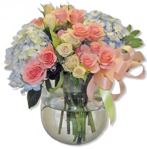 Peaches and Blue Cut Flowers