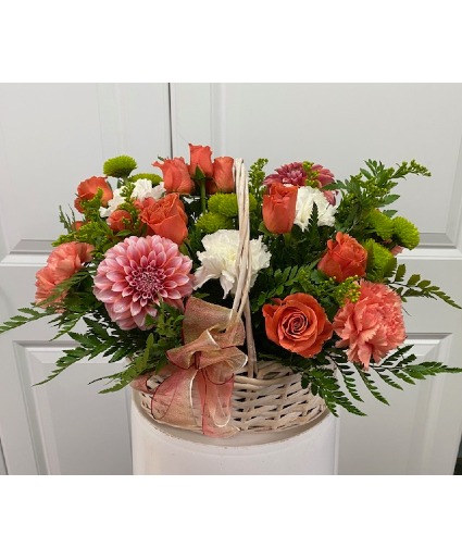 Peaches and Cream Basket Arrangement