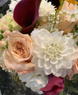 Peaches & Cream hint burgundy Bride or Attendant