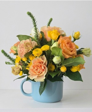 Peachy Keen Floral Mug Floral Arrangement