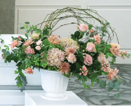 Peachy Pastures Sympathy Arrangement