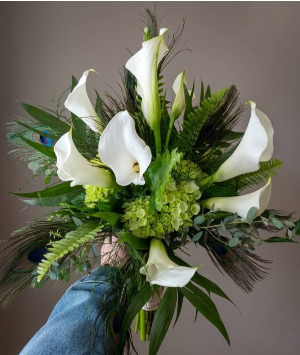 Peacock & Lilies Fresh Bouquet
