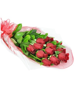Perfect Wrapped Long-Stemmed Red Roses 
