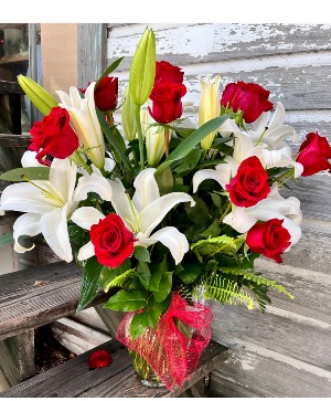 "PERFECTION" Roses & Lilies  Floral Arrangement
