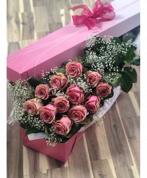 Perfectly Pink Roses with baby's breath Valentines Day special