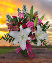 Perfectly Pink and White Bouquet FHF-ED922 Fresh Flower Vase Arrangement