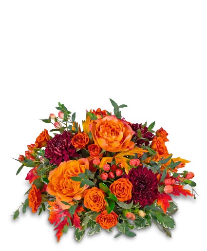 Persimmon Gathering Centerpiece Flower Arrangement