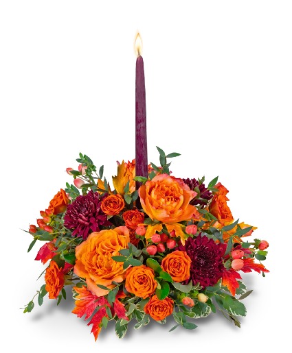 Persimmon Glow Centerpiece Flower Arrangement