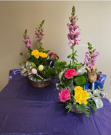 peter rabbit basket arrangment