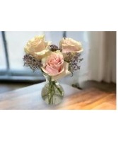 Petite Rose Trio “Soft & Subtle” Vase Arrangement