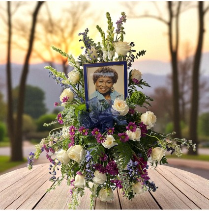 A Beautiful Life Tribute Spray Standing Funeral Spray