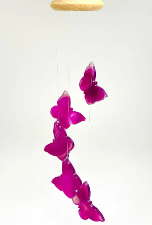 Pink Agate Butterfly Windchime Agate Windchime
