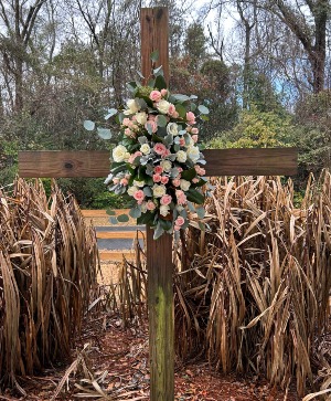 Pink and Cream Cross Arrangement 