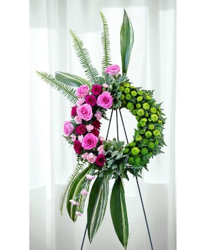 Adoration: Pink and Green Fifteen-Inch Round  Standing Spray
