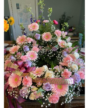 Pink and Lavender Urn Wreath 