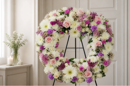 Pink and Lavender Wreath funeral
