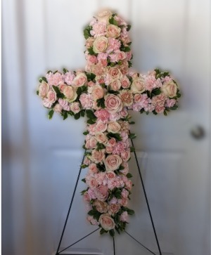 Sympathy flowers Pink and peach cross  mesa  