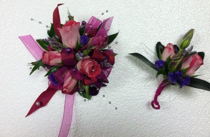 PINK AND PURPLE COMBO PROM MIX PROM FLOWERS