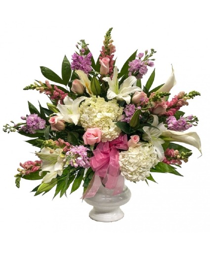 Pink and White urn Arrangement