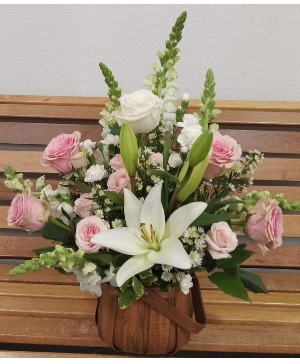 Pink and White Basket 