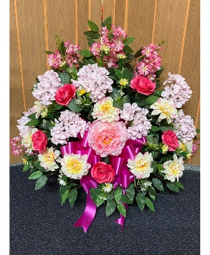 Pink and White Basket Spray Artificial Design