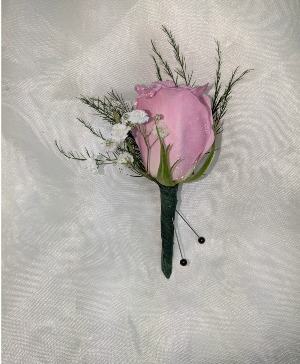 Pink and White Boutonniere 