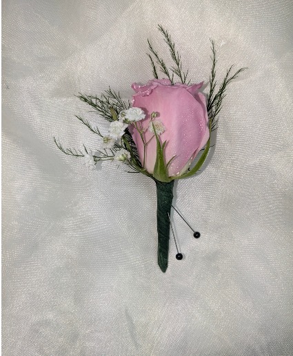 Pink and White Boutonniere 